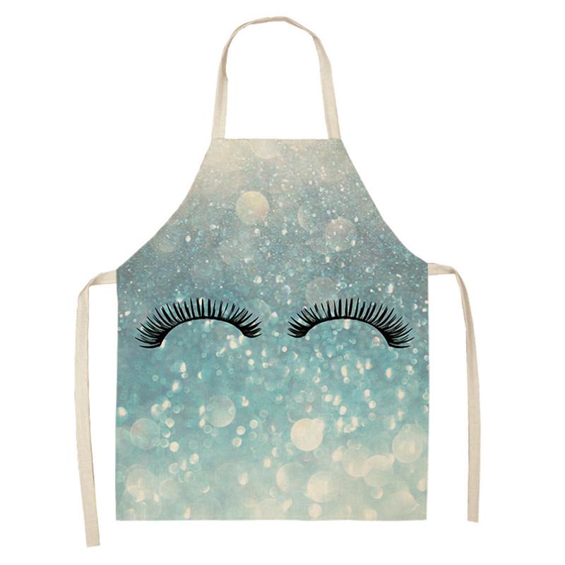 Eyebrow Style Men Women Home Tablier Enfant Cleaning Tools Apron With Pockets Eyelash Pattern Sleeveless Cotton Linen Aprons