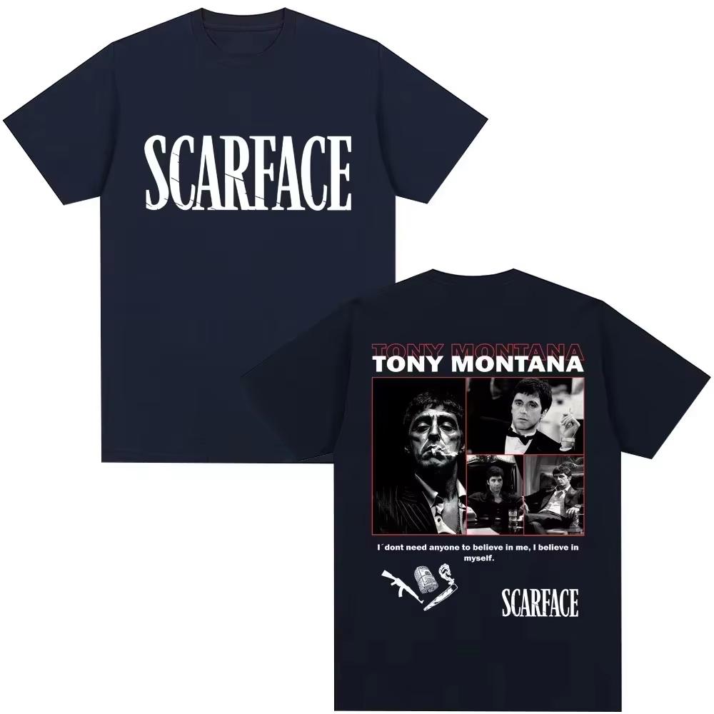 2026 Scarface Movie Tony Montana & Al Pacino Print 90s Retro Harajuku Style Unisex Cotton Fashion T-Shirt