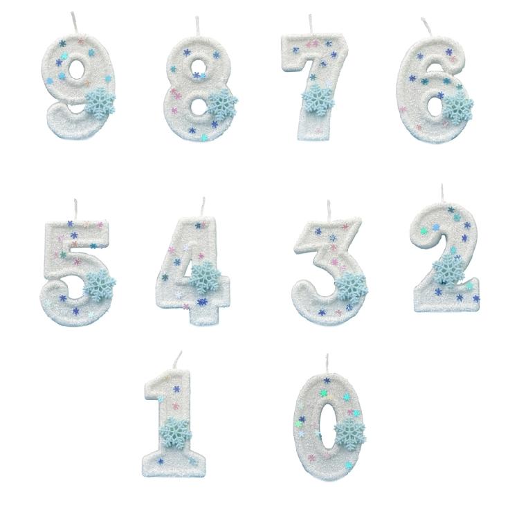 Unique Winter Snowflake Themed Birthday Candle Wax Number Candle Cake Toppers Decorations For Anniversary Parties Supplies