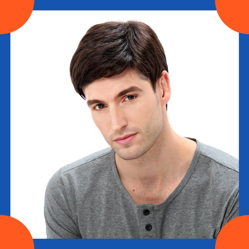 2025 Европейская мода короткий парик прямой парик для мужчин