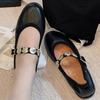 Xiaoxiangfeng Round Head Gold Coin Flat Bottom Mary Jane Shoes New Fairy Temperament Shallow Mouth Ballet Shoes