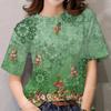 Круглый вырез с короткими рукавами женская летняя цветочная принтовая рубашка с короткими рукавами футболки женские