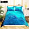 Abstract Sea Bed Set Marine Wave Duvet Cover Bedding Set Twin Comforter Cover Coastal Beach Theme Bed Cover 3pcs Orange Teal