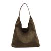 Suede Shoulder Bag Retro Design Large Capacity Crossbody Handbag Adjustable Strap