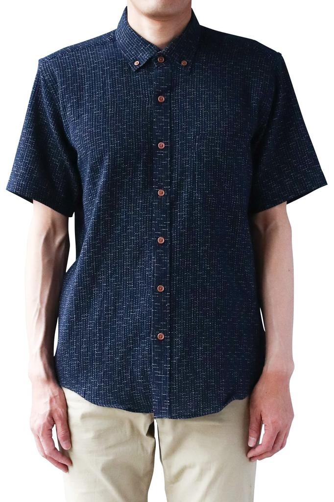 Рубашка Watanosato Kurume из ткани чидзими переплетения x переплетения с карманом Сделано в Японии Day L Бундзин с грушевидной текстурой, с коротким рукавом, на пуговицах, Отцовская (Размер / Цвет