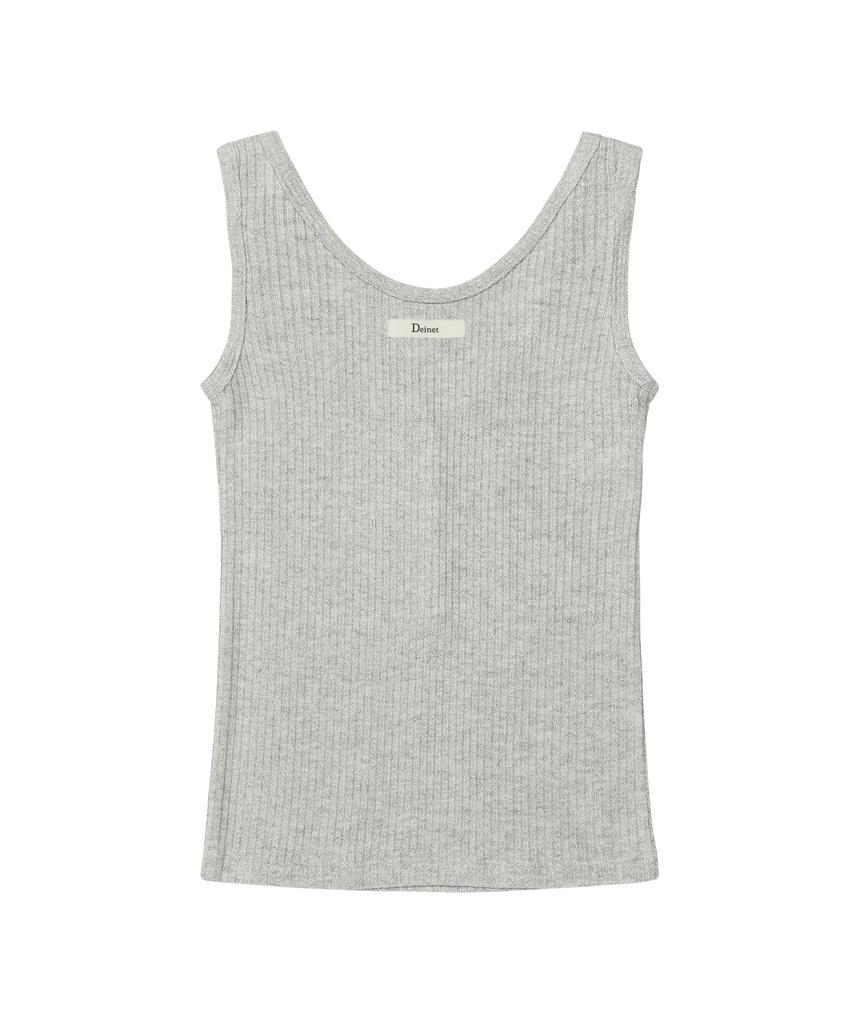 DEINET Button Point Sleeveless In Melange Gray