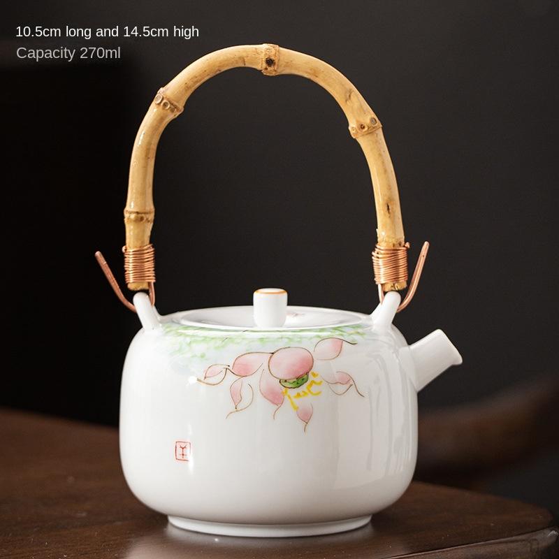 Hand-painted Japanese Style Lifting Pot Tea Pot Kung Fu Tea Set With Filter Coarse Ceramic Purple Clay Pot Ceramic Tea Pot Puer