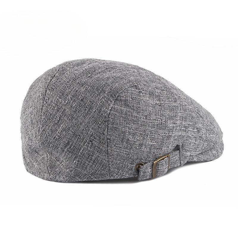 Vintage Cotton Linen Beret Hat Men Women British Retro Flat Cap Breathable Summer Duckbill Cap Simple Newsboy Hat Unisex