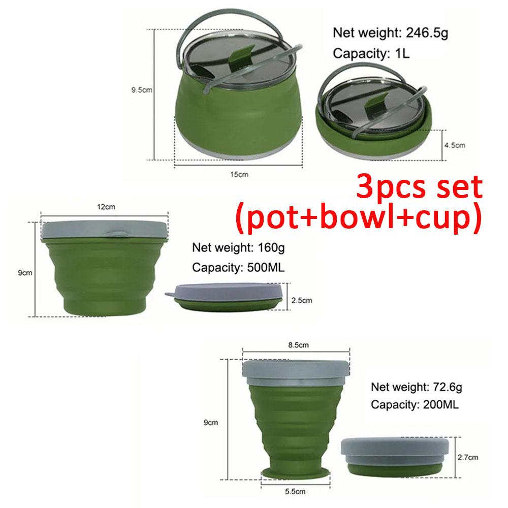 3/4/5 шт. Силиконовый складной чайник для кемпинга, кипящая вода, герметичная чашка для чая, кофе, кружка, посуда для отдыха на открытом воздухе, термостойкая.