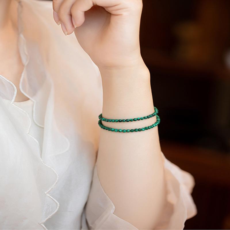 3 мм зеленый малахитовый браслет женский очень тонкий браслет с кристаллами драгоценный камень прекрасный браслет подарок пара ювелирных изделий