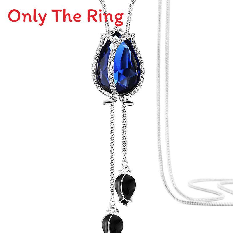 Fashion Woolen Sweater Chain Jewelry With Crystal Tulip Pendant For Womens Casual Style
