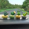 4 Pcs Mini Cactus Valentine's Day Gift Creative Small Fresh Cactus Decoration Resin Plant Small Pot Car Decoration