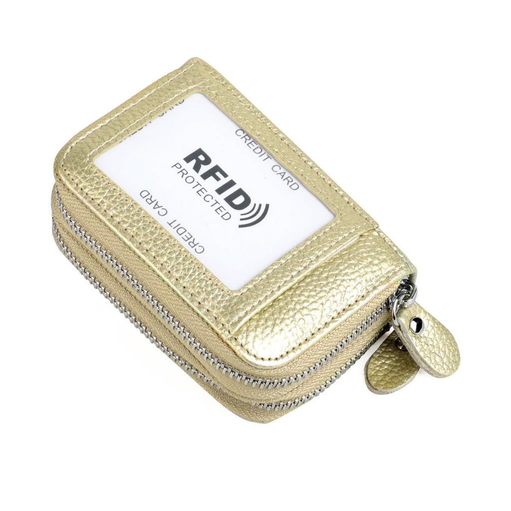 RFID-блокировка модный женский держатель для карт из натуральной кожи с двойной молнией большой емкости женский кошелек-кошелек
