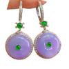 Classic Natural Chalcedony Ice Violet Round Earrings for Women Vintage Light Luxury Charms Drop Earings Wedding Jewelry