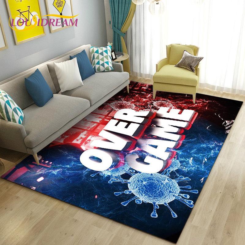 3D мультяшный геймерский ковер Game Over, большой ковер, коврик для гостиной, спальни, дивана, коврик для украшения, детский игровой нескользящий напольный коврик