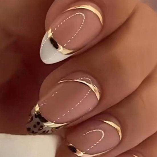 24 шт., водонепроницаемые гелевые накладные ногти с клеем, полное покрытие, искусственный французский кончик, заостренная головка, накладные ногти, носимые накладные ногти, принадлежности для дизайна ногтей «сделай сам»