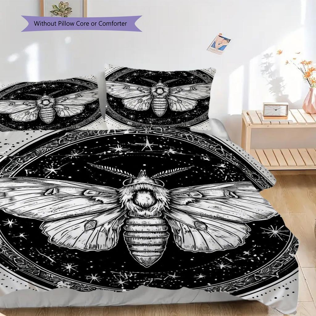 Night Garden Dreamy Purple Butterfly Mushroom Scene Bedding 1 Duvet Cover 2 Pillowcase Without Core Without Core