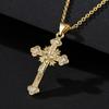 Gold Color Jesus Cross Pendant Stainless Steel Chain Necklace for Women Men Classic Design Christain Jewelry Gift