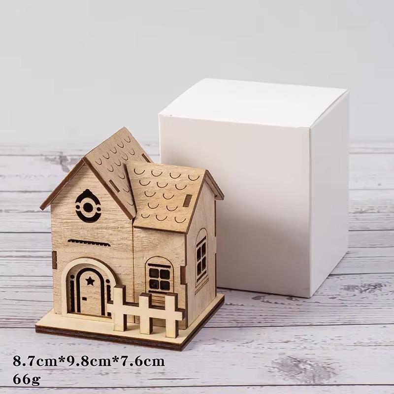 Рождественская светодиодная подсветка Деревянный домик Украшения для деревни Светящийся домик Украшение Рождественский дом Настольное украшение Праздничный декор для дома