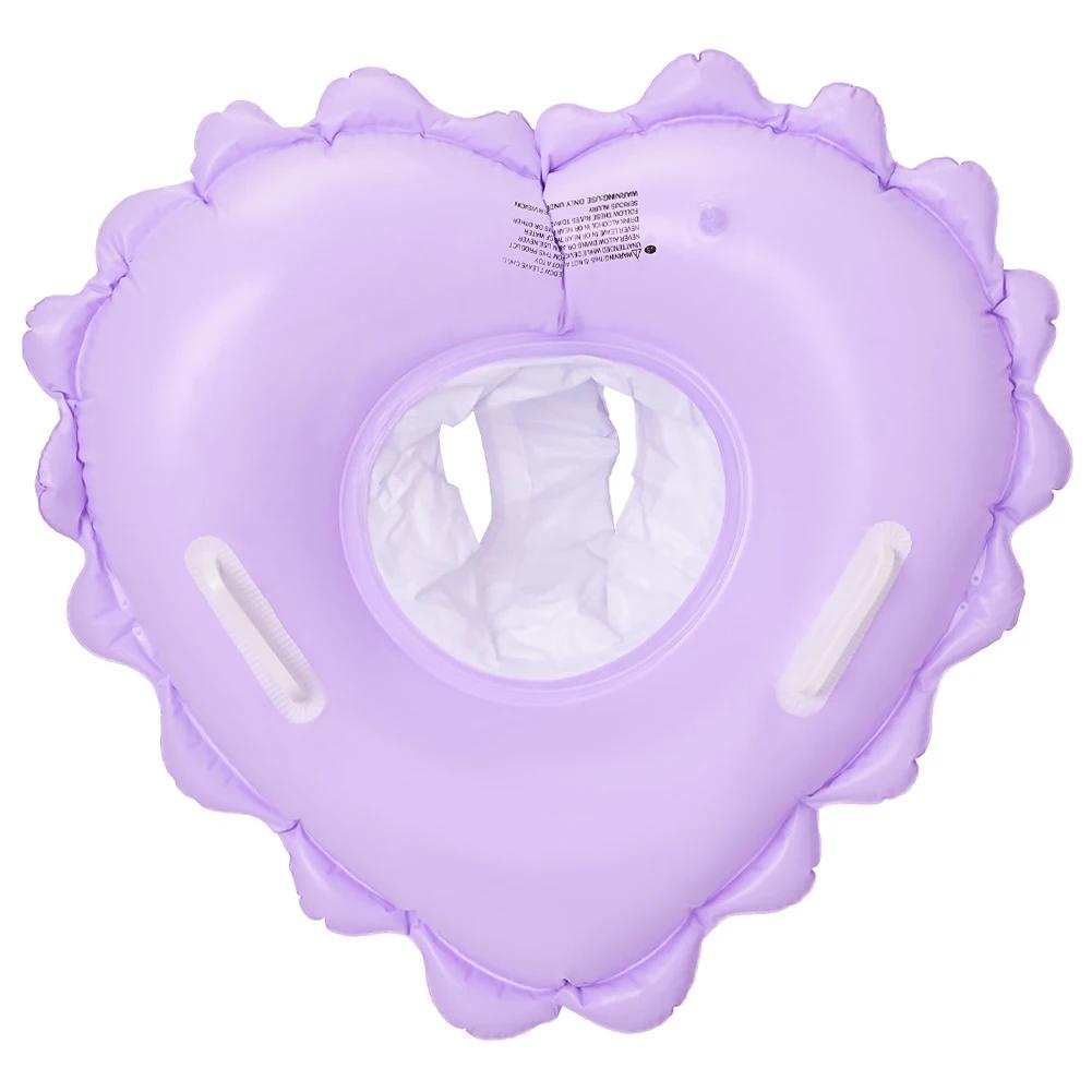 Heart Shape Baby Swim Ring Tube with Handle & Safety Seat Baby Swimming Float Leakproof Pool Floats Toys for Beach Party