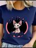 Unisex Polyester 100% SPHYNX MOM Print T-Shirt Loose round Neck Casual Short Sleeve Fashion Top for Summer