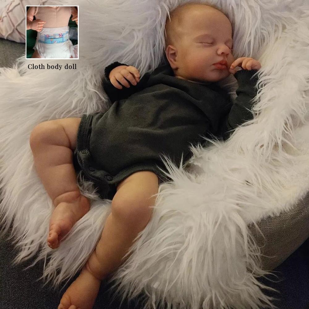 19 Inch Realistic Reborn Baby Dolls LouLou Sleeping Lifelike Rebirth Dolls Soft Body Cute Newborn Baby Doll with Toy Accessories Gift for Kids Age 3