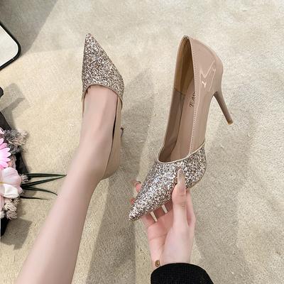 Мода Осень 2025 Новые Туфли на Высоком Каблуке Неглубокие Модные Универсальные Панельные Французские Одинарные Туфли Женские