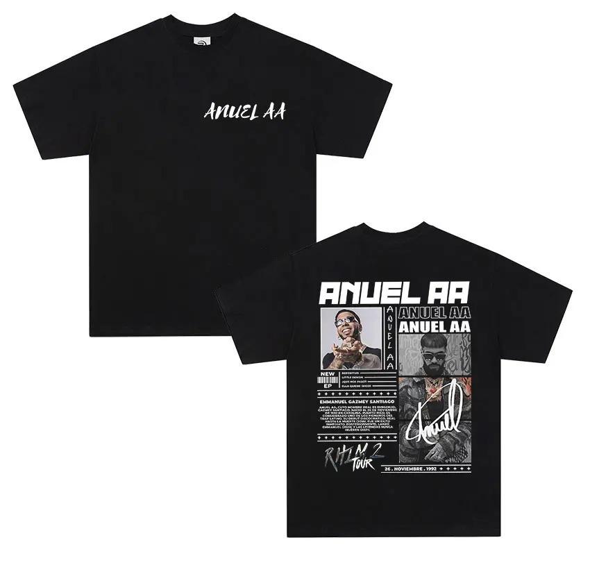 ANUEL AA Подходит для всех сезонов Новая модель Личность Одежда Для пар Унисекс Свободная футболка Высокое качество Горячий продукт Высококлассный Роскошь