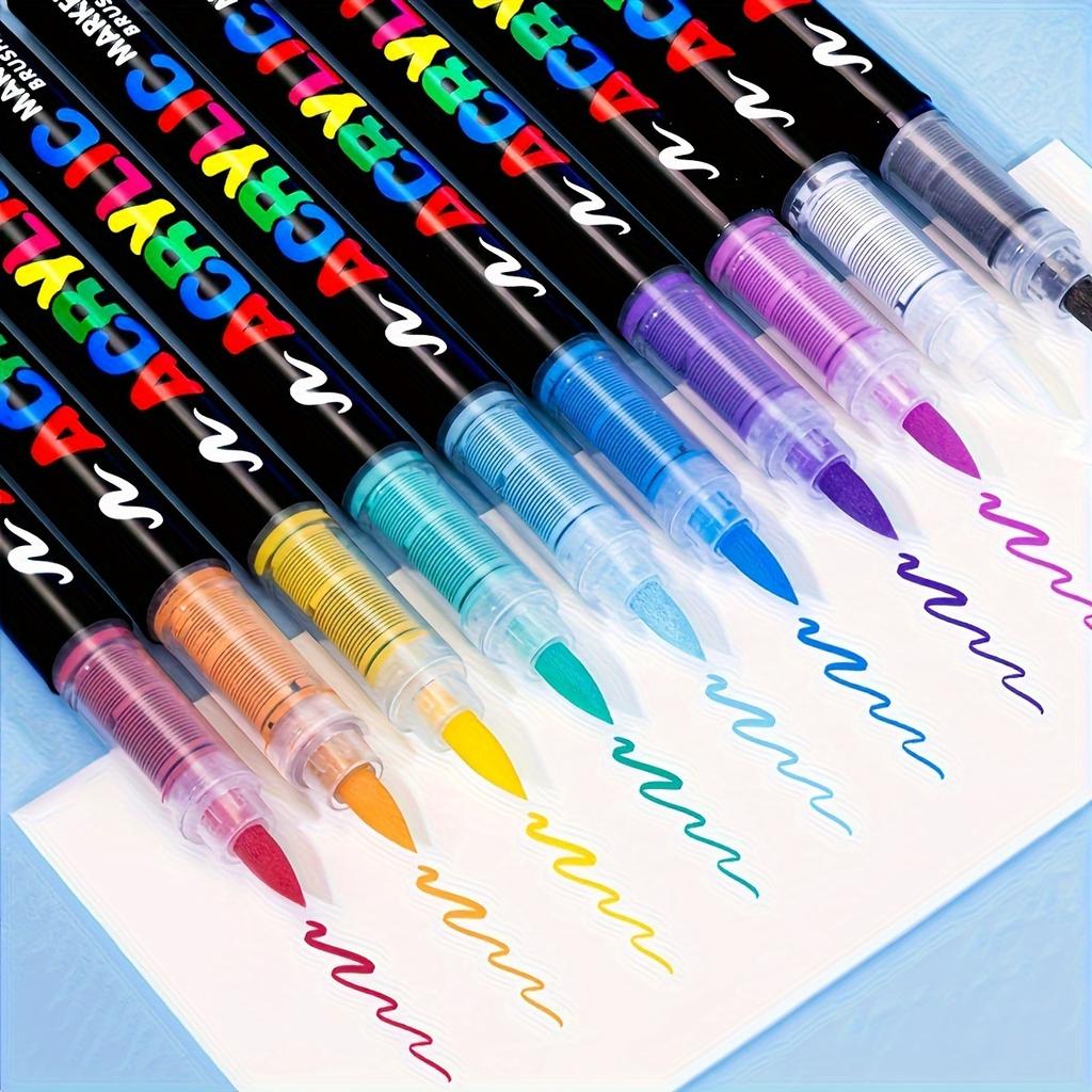 Acrylic Paint Pens, Soft Brush Tip Acrylic Paint Markers, Color Acrylic Markers Ideal For Canvas, Rock Painting, Wood, Stone, Glass, Ceramic
