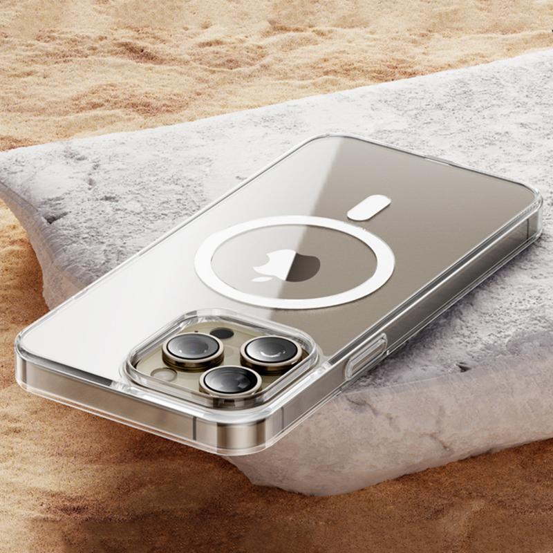 Прозрачный закаленный стеклянный чехол Magsafe для беспроводной зарядки iPhone 15 14 Pro Max 15 14 Plus, не желтеющий жесткий чехол-бампер из ПК