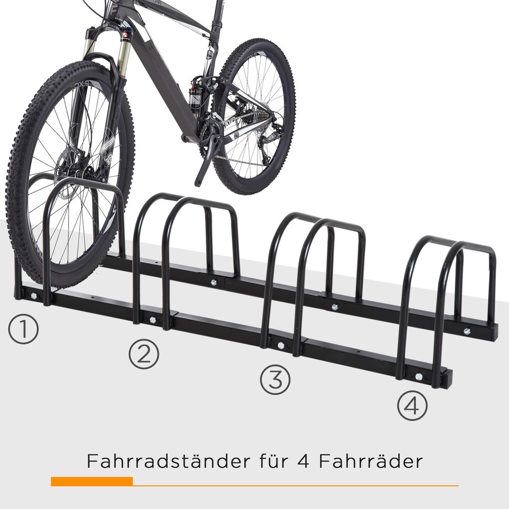 Bike Rack for 4 Bicycles, Weatherproof, Wall or Floor Mount, Steel, 110 x 33 x 27 cm