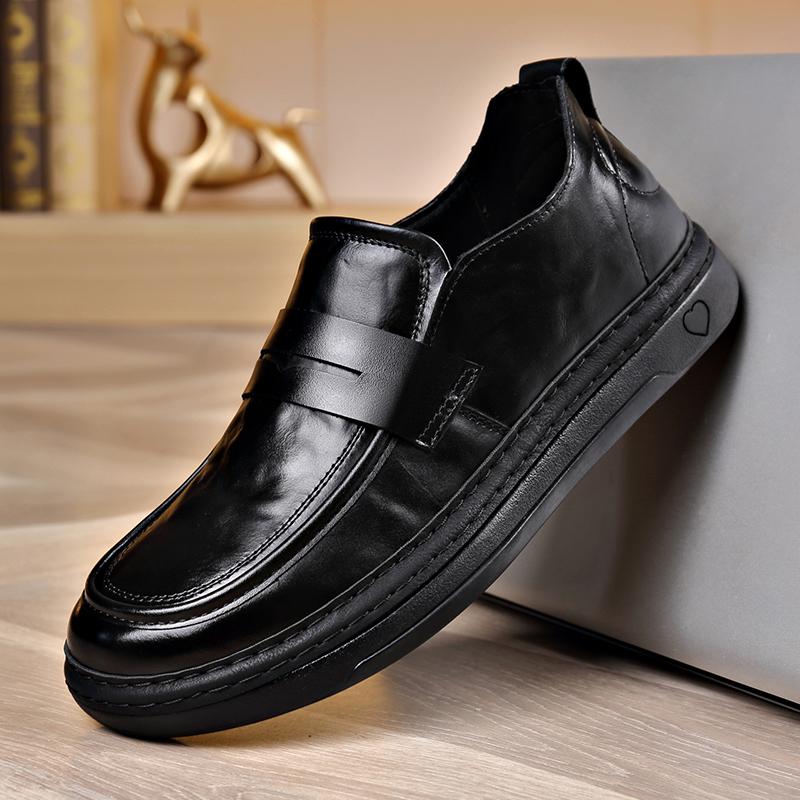 All-match Men Casual Loafers High Quality Leather Walking Shoes Luxury Brand Handmade Men's Business Flats Mens Slip On Shoes