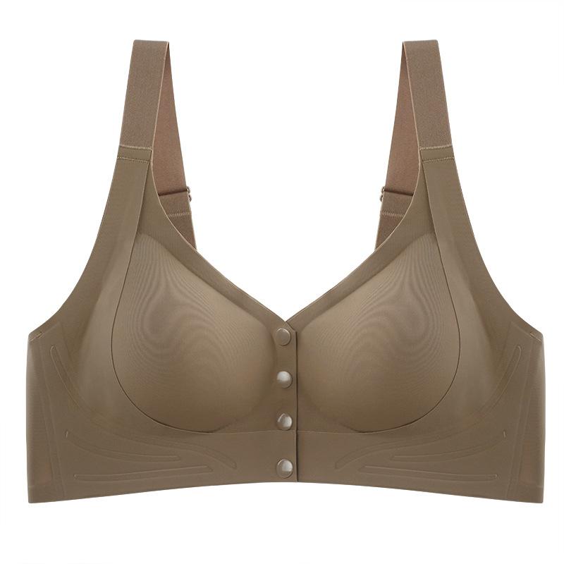 New Fashionable Seamless Front Buckle Underwear Women's Reinforced Lower Circumference Non-running Cup No Steel Ring Large Size Bra