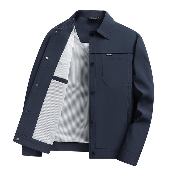 2025 Spring/Autumn Men's Long-Sleeve Lapel Casual Jacket for Middle-Aged