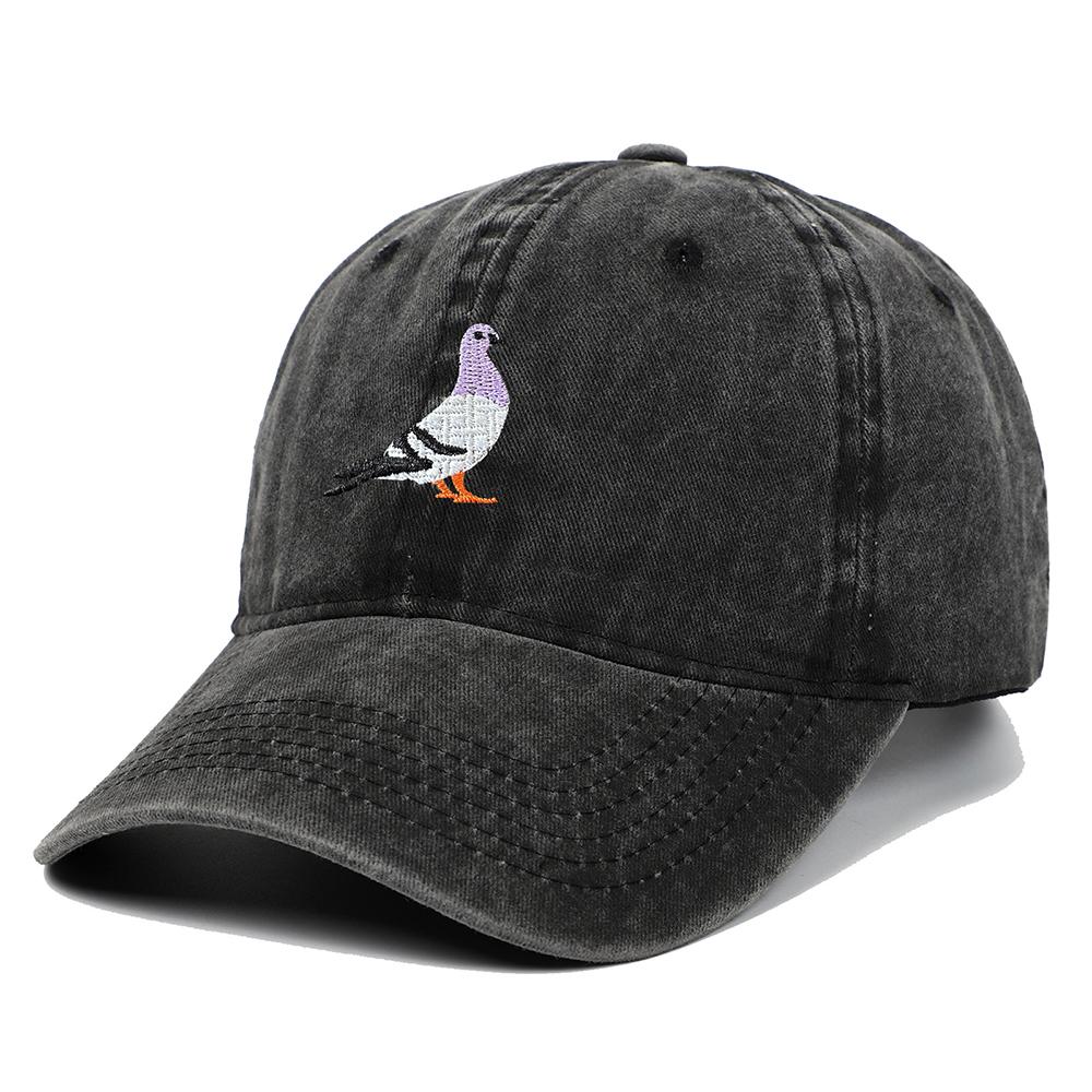 Unisex Embroidered Pigeon Baseball Cap Sunscreen Washed Outdoor Sports Hat for Men Women Casual