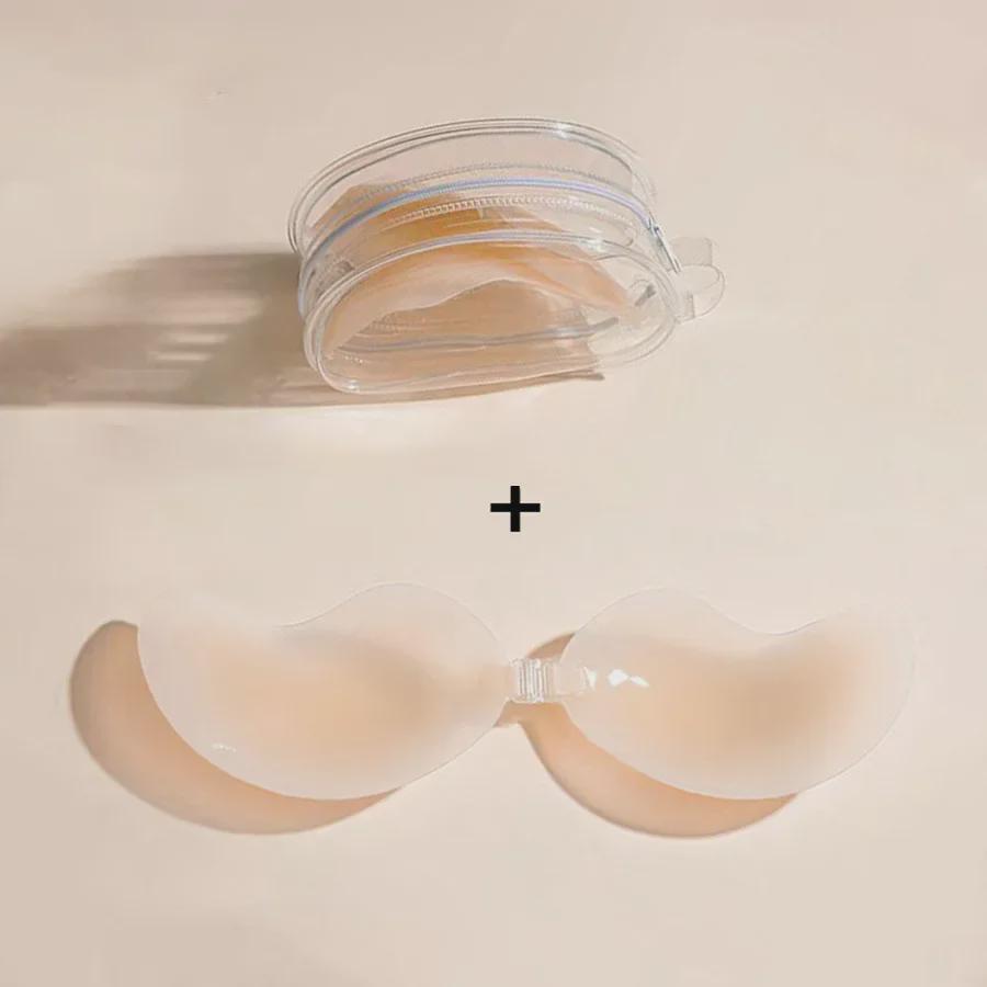 Silicone Push-Up Breast Pasties: Strapless, Invisible Nipple Covers for Small Busts, Ideal for Wedding Dresses.