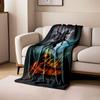 A headless rider on a rearing horse holding a glowing pumpkin. for all seasons blanket lunch break throw gift