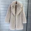 Faux Toka Fur Coat Women's Faux Fur Mid Length Suit Collar Loose Winter Women's Coat Coat