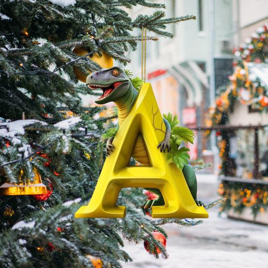 Рождественский орнамент в виде динозавра, подвесной кулон со шнурком, мультяшный стиль, Рождественская елка, забавное украшение в виде динозавра