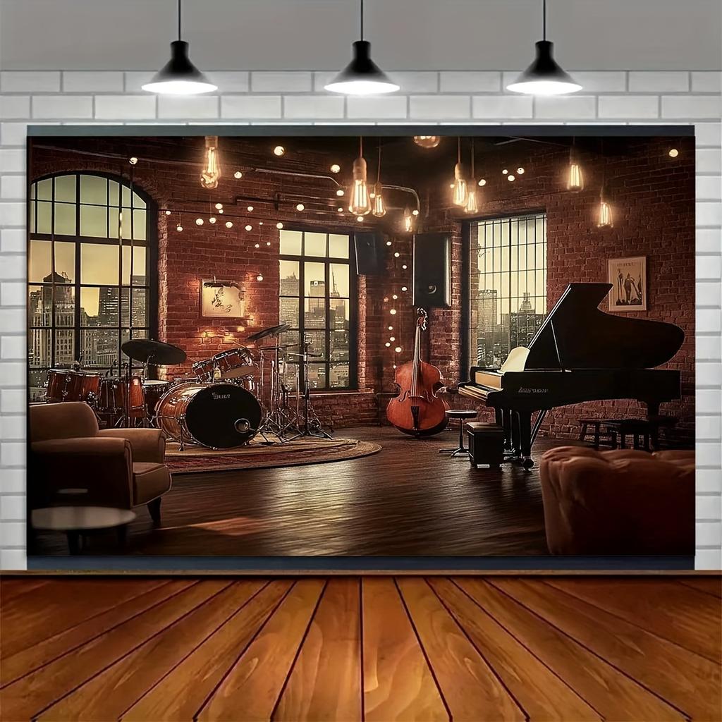 1 PC photography background banner nylon 2D flat surface indoor musical scene warm light theme background cloth