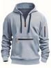 Men's Fleece-Lined Hooded Sweatshirt with Zipper and Multi-Pocket Design for Autumn/Winter Casual Sports Fashion