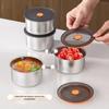 Stainless Steel Food Storage Bowl with Lid - Round Kitchen Fresh-Keeping Container