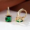 Серебряные серьги-кольца цвета розового золота с геометрическим изумрудом и зеленым камнем, свадебные висячие серьги для женщин