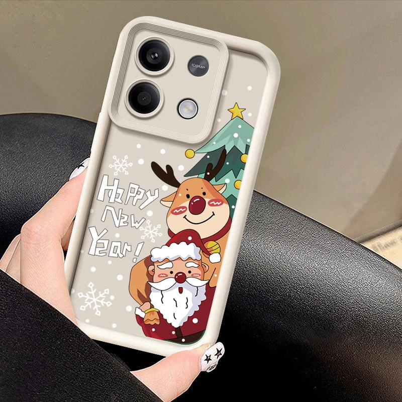 Для Xiaomi 13t Poco F6 X5 X6 Pro Redmi Note 13 12 11 10 Pro Рождественский узор лося конфетного цвета Защитный мягкий силиконовый чехол для объектива