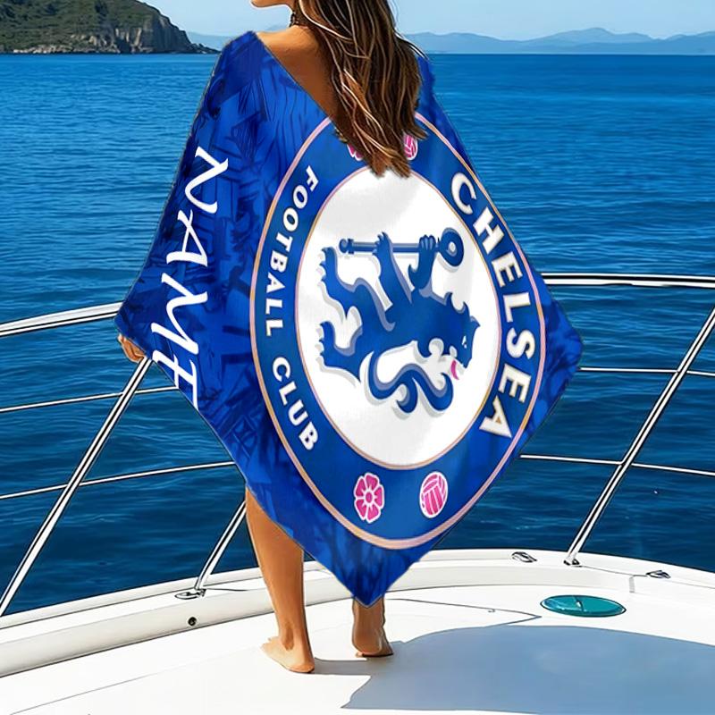 1pc Football25 Beach Towel with Custom Name, Beach/Swimming/Bath/Picnic/Camping Towel, Suitable for Seaside Beaches