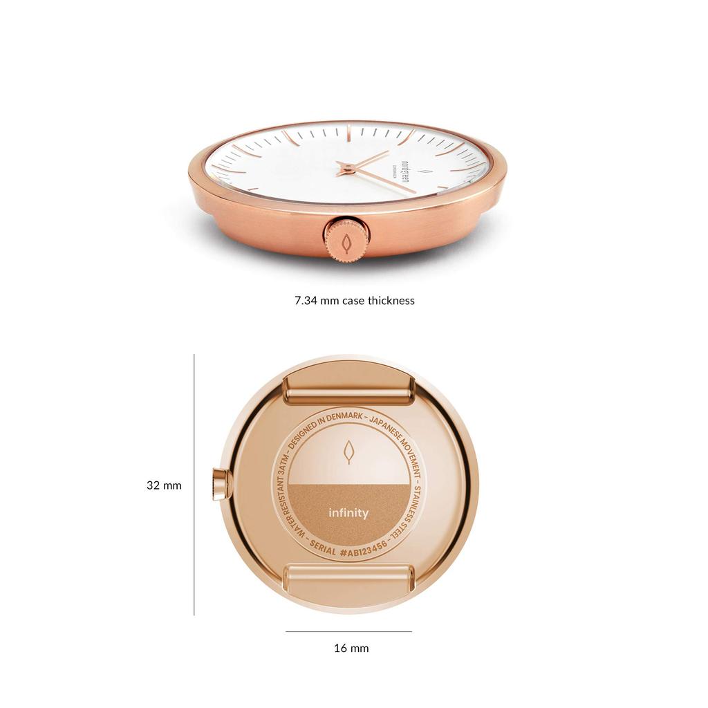 Nordgreen Infinity Rose Gold 32 мм скандинавский дизайн часы розовое золото сетчатый ремешок женские