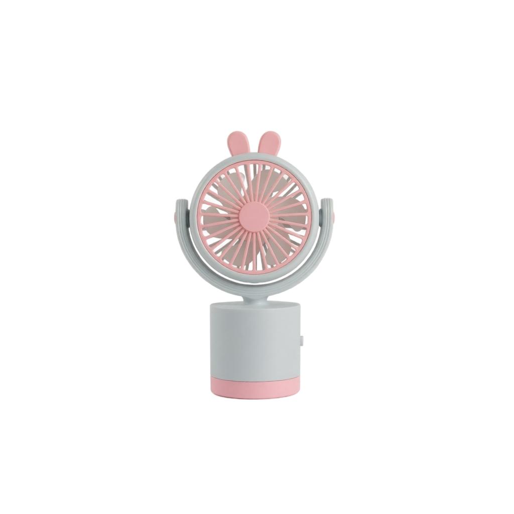 Adjustable Rotating Desktop Fan Rechargeable Portable Small Fan with Bunny Ear Design USB Powered Mini Table Fan for Office Home