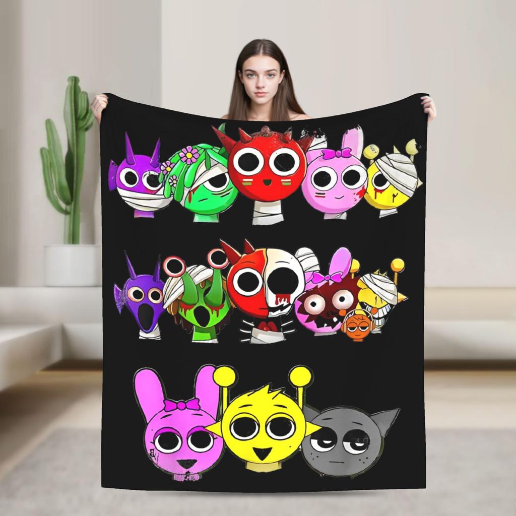 Игровые одеяла Sprunkis Флис Новинка Дышащие пледы для покрытия стула Дивана Всесезонные
