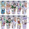 Cartoon Pattern 40oz Car Cup 304 Stainless Steel Thermos Cup Car Straw Bingba Cup