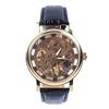 Мужские модные роскошные наручные часы с полым скелетоном и круглым циферблатом из искусственной кожи с ремешком